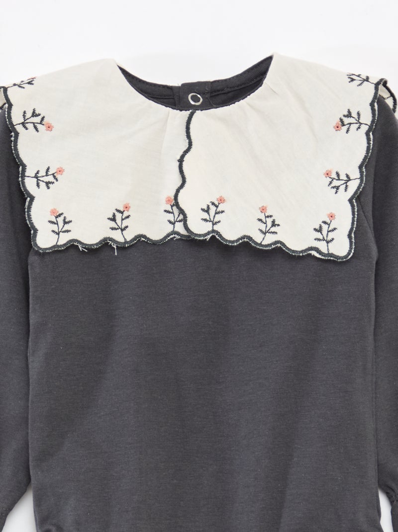 Body manches longues en jersey coton Gris - Kiabi