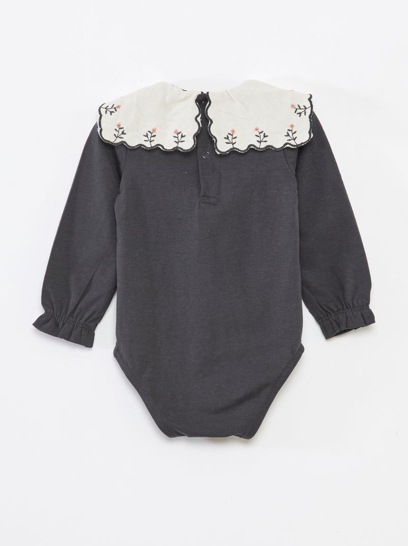 Body manches longues en jersey coton Gris - Kiabi