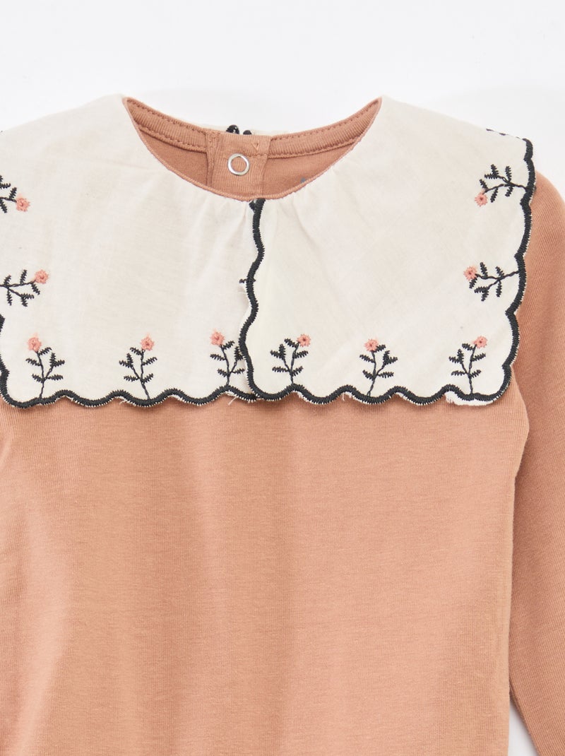 Body manches longues en jersey coton Marron - Kiabi