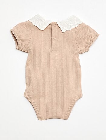 Body manches longues en maille côtelée col fantaisie