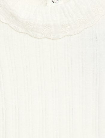 Body manches longues en maille côtelée col fantaisie