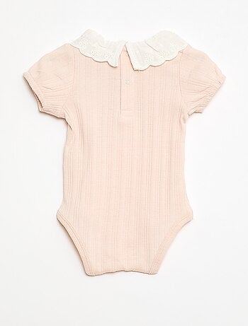 Body manches longues en maille côtelée col fantaisie