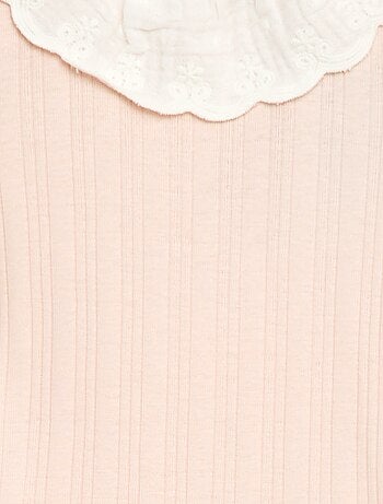 Body manches longues en maille côtelée col fantaisie