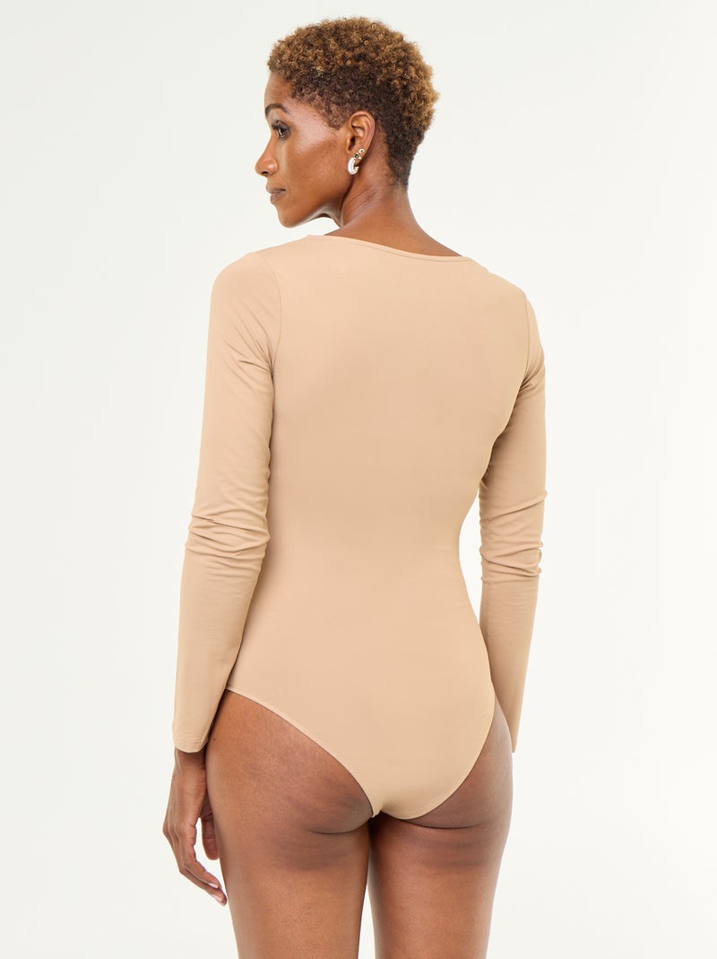 Body manches longues et col rond Beige - Kiabi