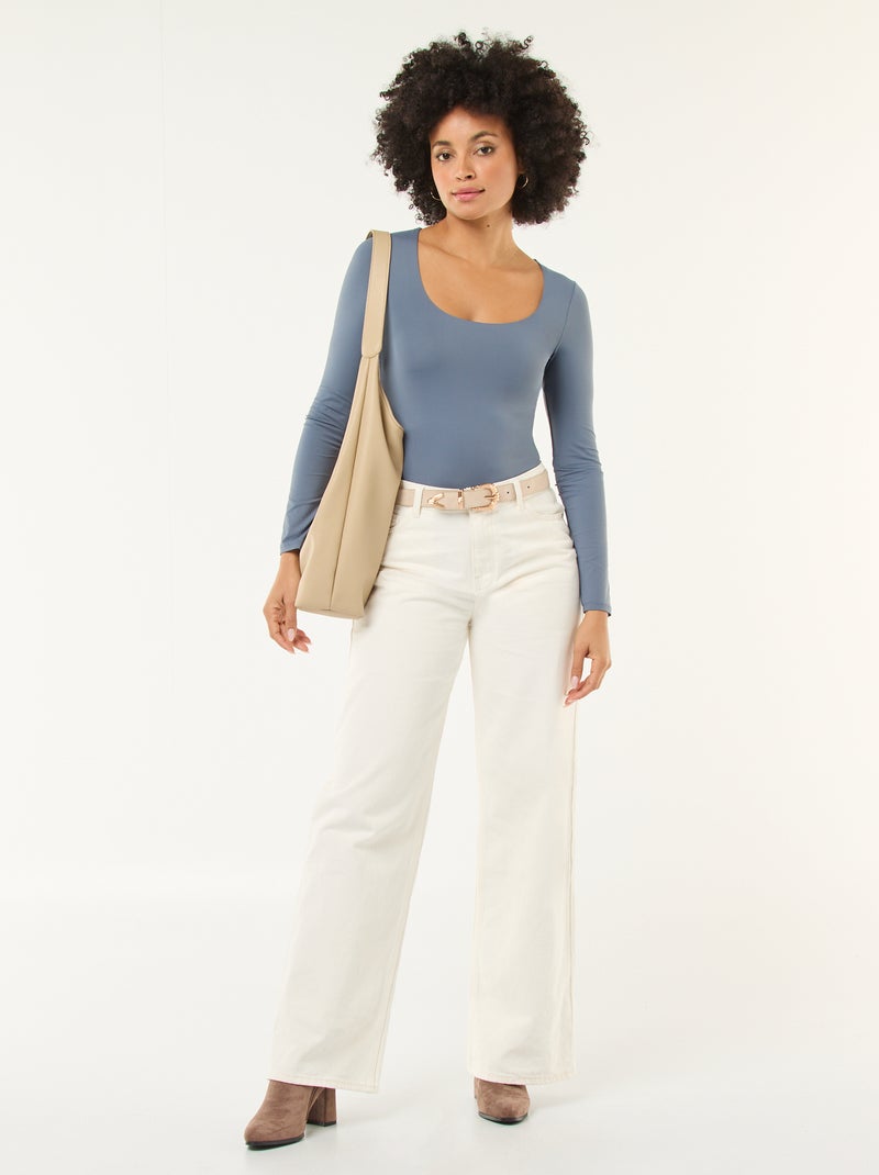 Body manches longues et col rond Gris - Kiabi