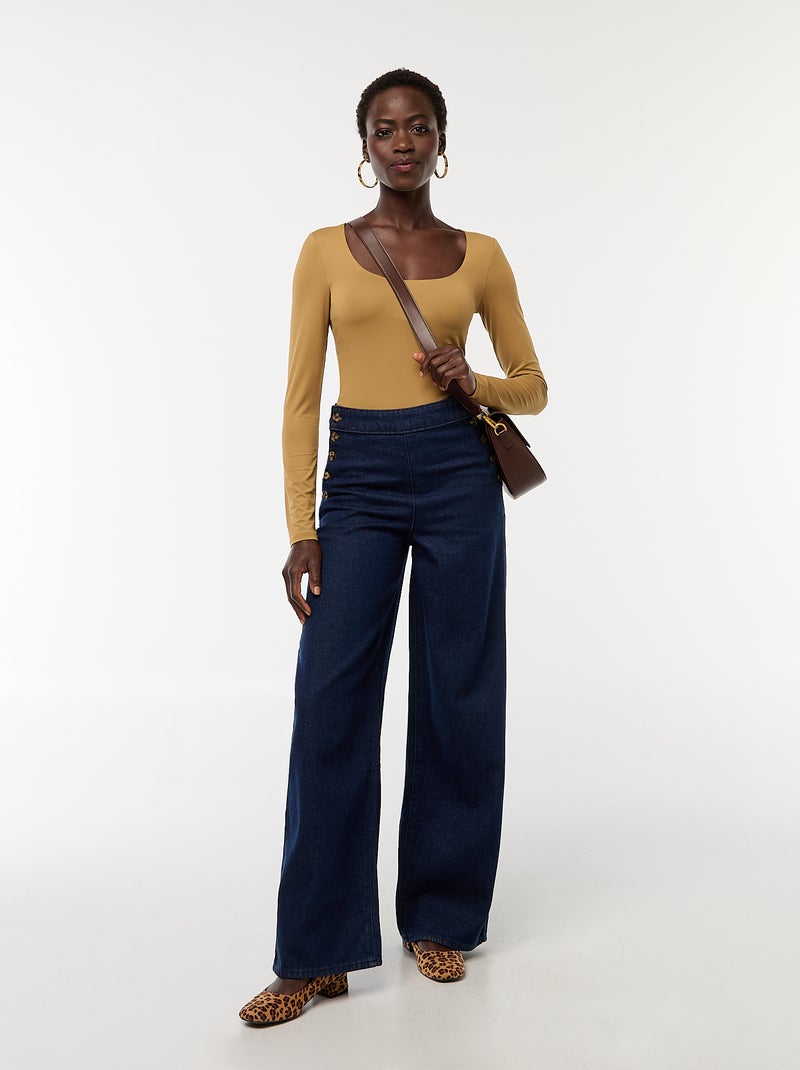 Body manches longues et col rond Jaune - Kiabi