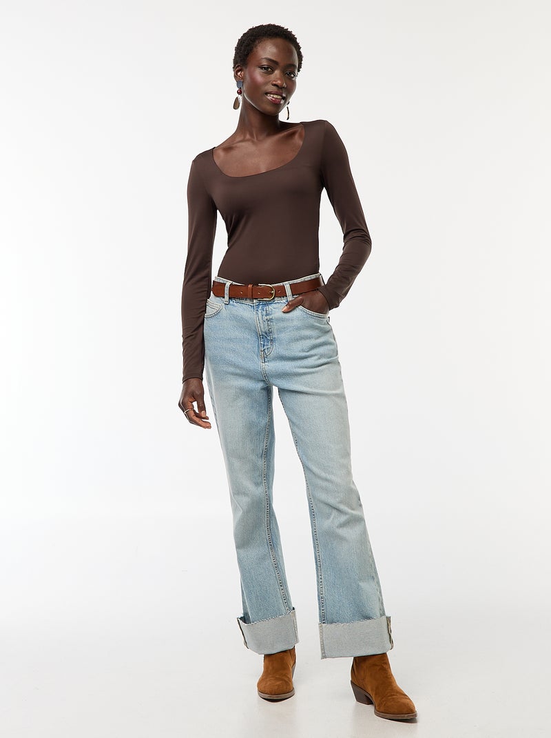 Body manches longues et col rond Marron - Kiabi