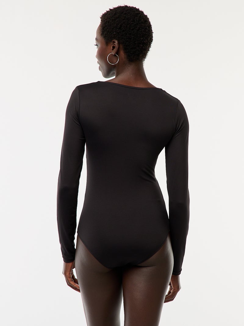 Body manches longues et col rond Noir - Kiabi