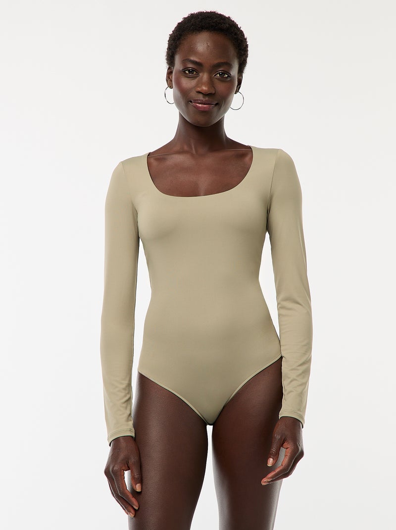 Body manches longues et col rond Vert - Kiabi