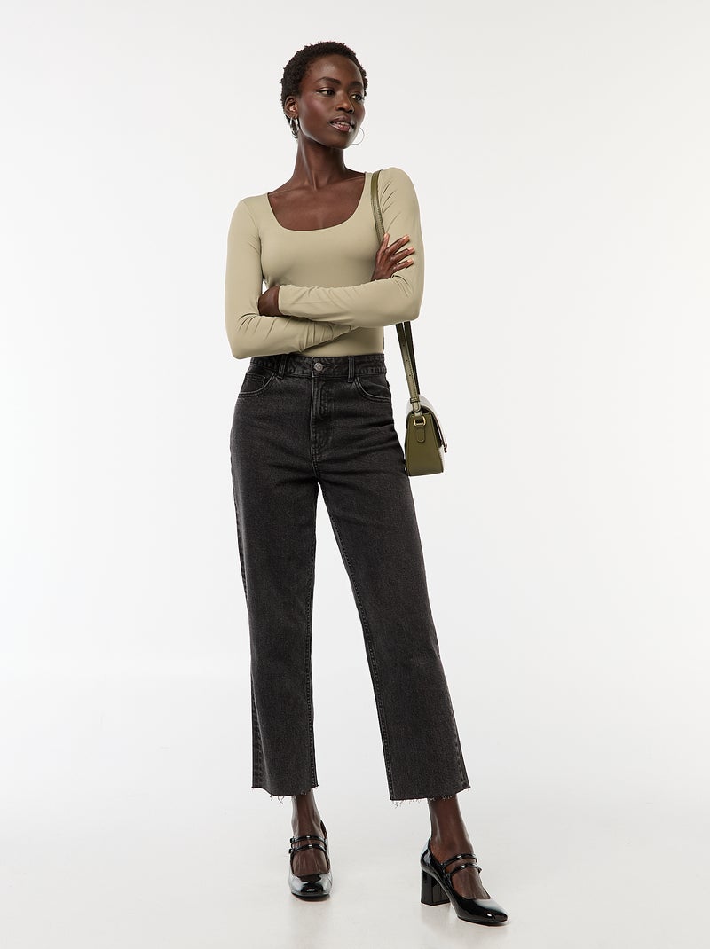 Body manches longues et col rond Vert - Kiabi