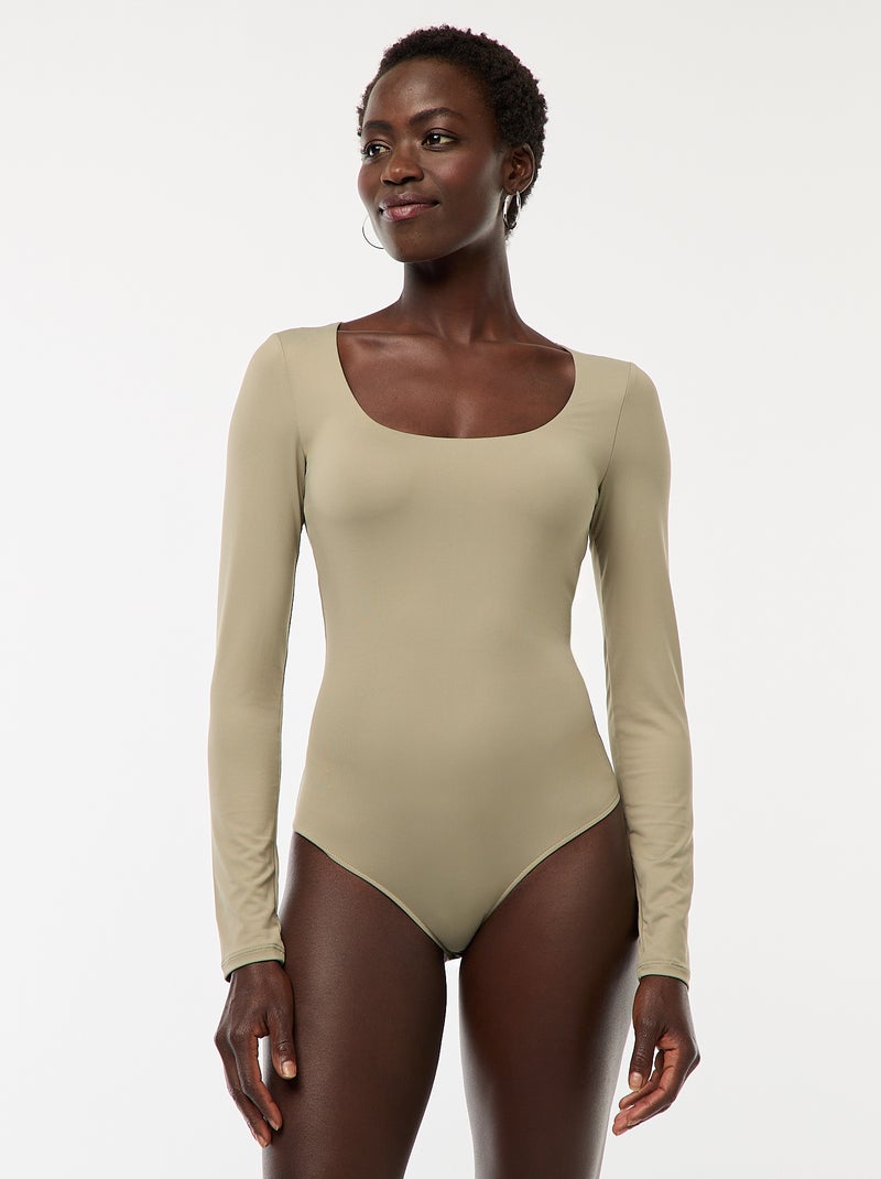 Body manches longues et col rond Vert - Kiabi