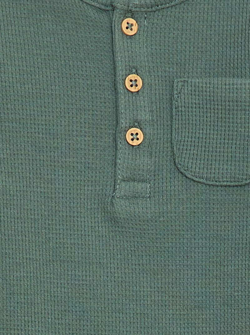 Body manches longues maille gaufrée Vert - Kiabi