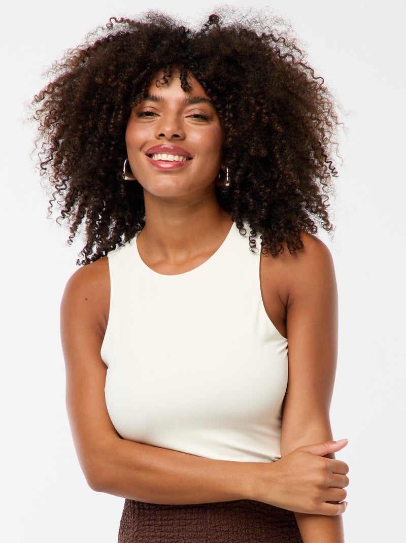Body microfibre emmanchures américaines Blanc - Kiabi