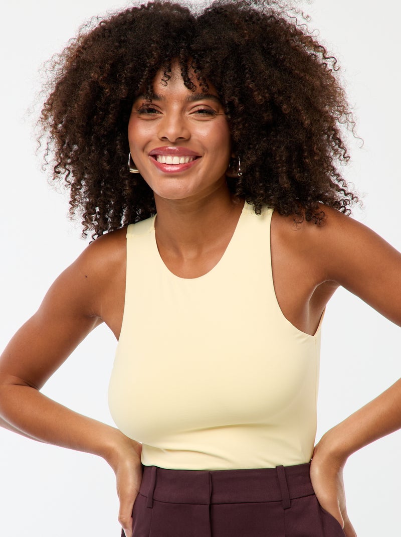 Body microfibre emmanchures américaines Jaune - Kiabi