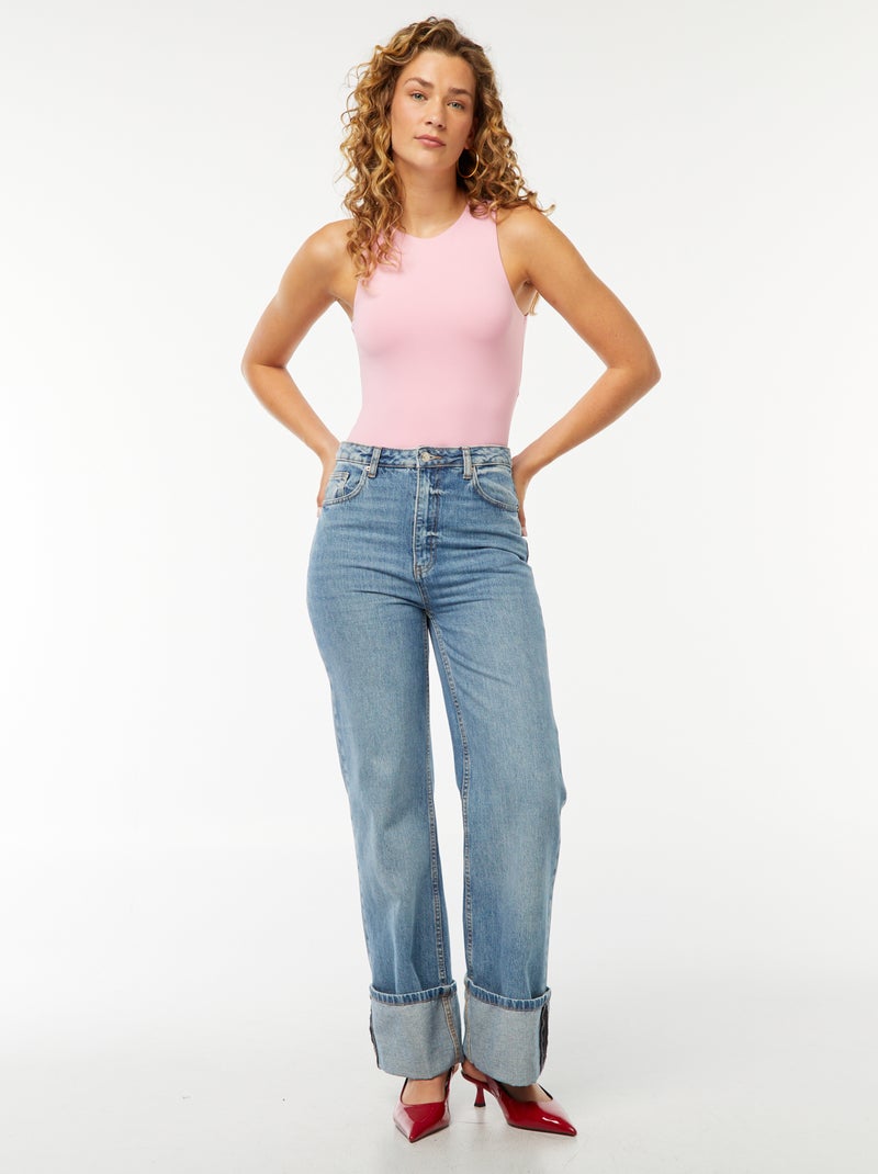 Body microfibre emmanchures américaines Rose - Kiabi