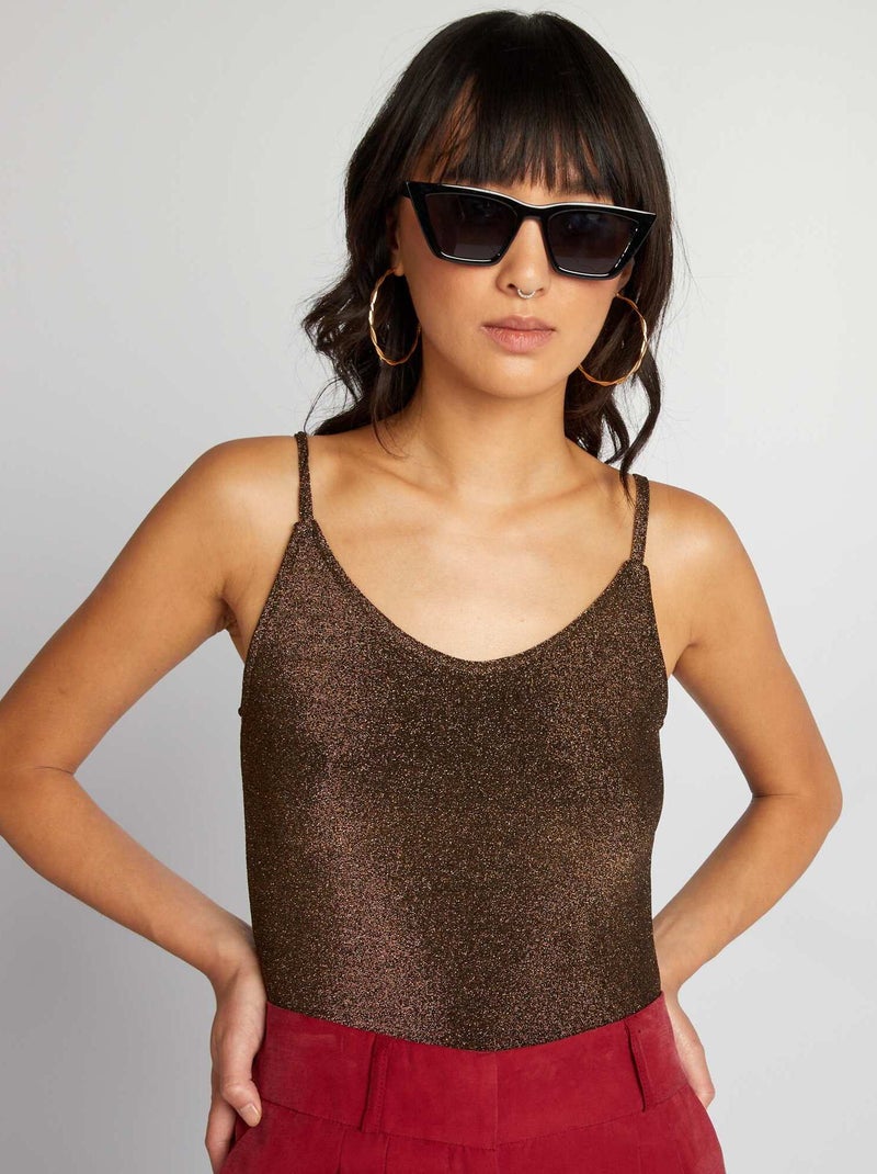 Body pailleté à fines bretelles doré - Kiabi