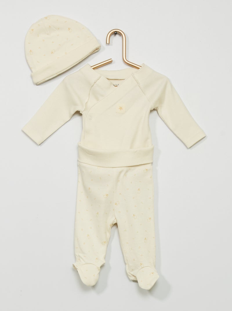Body + pantalon + bonnet - 3 pièces Blanc - Kiabi
