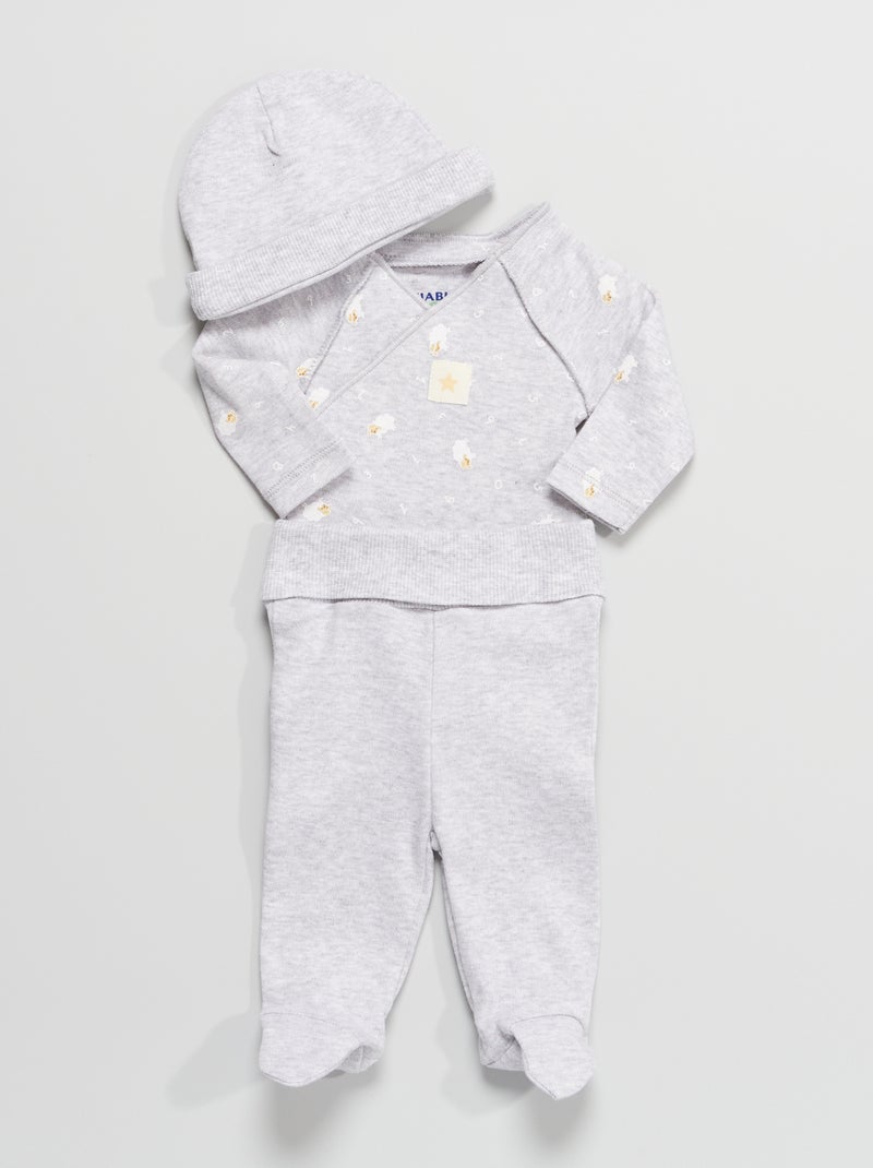 Body + pantalon + bonnet - 3 pièces Gris clair - Kiabi