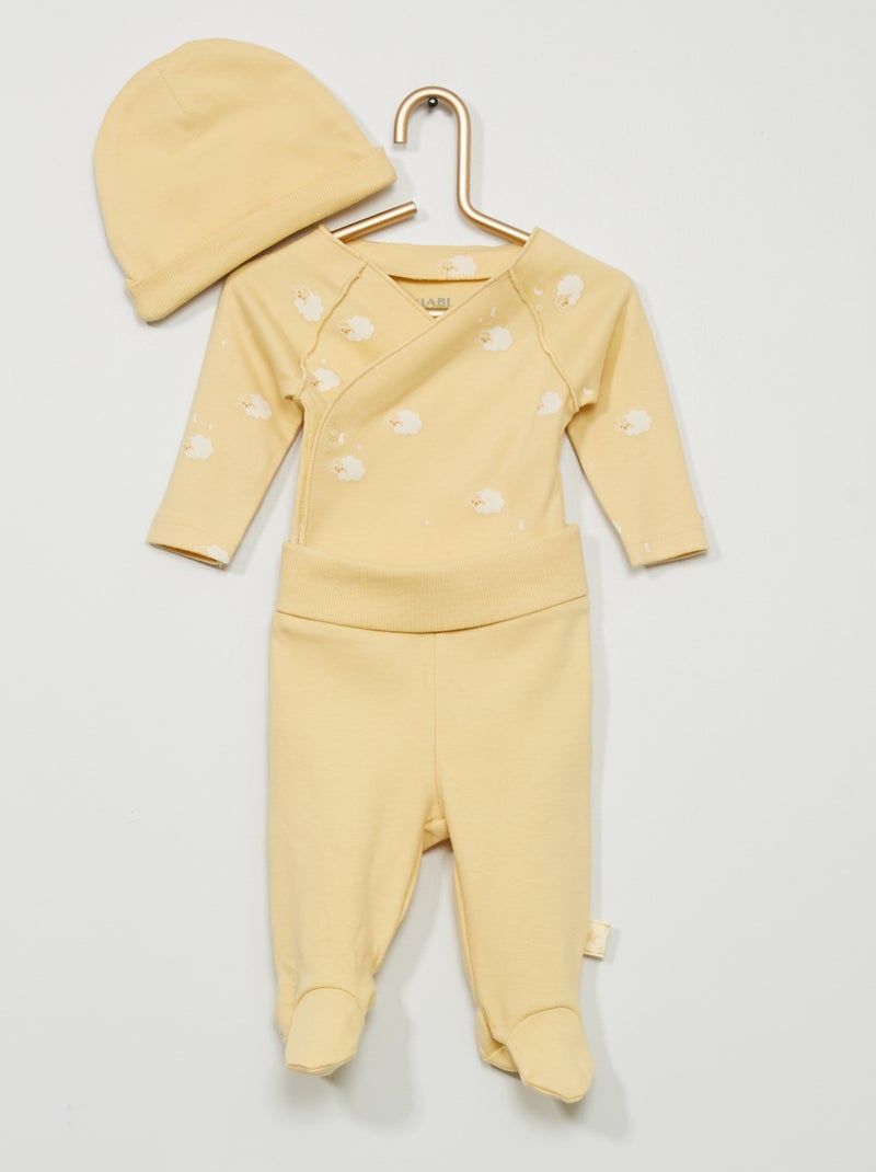 Body + pantalon + bonnet - 3 pièces Jaune - Kiabi