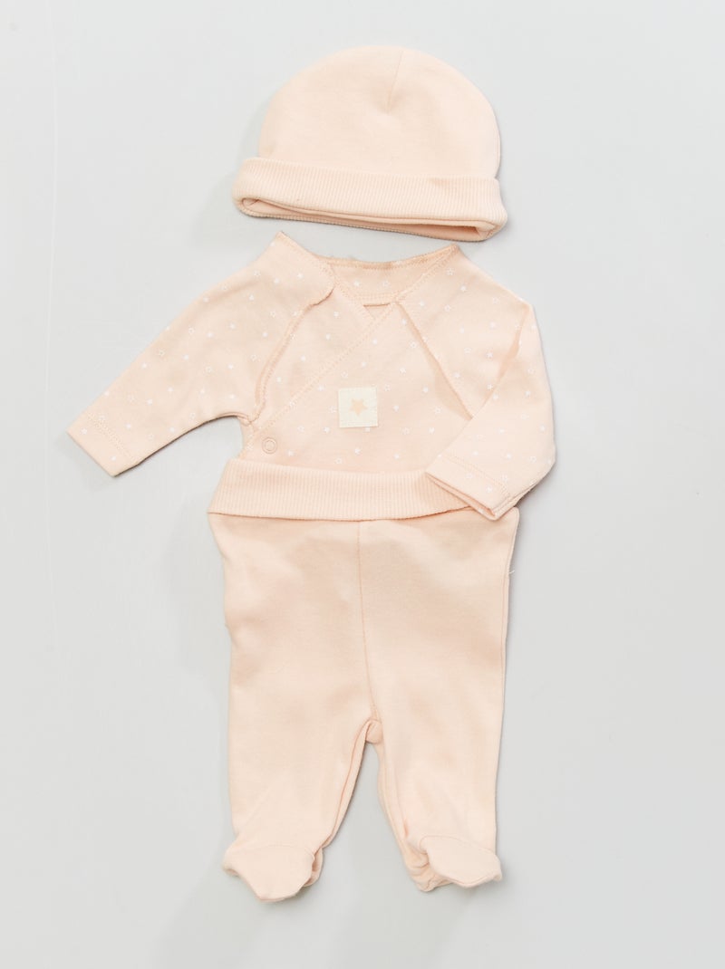 Body + pantalon + bonnet - 3 pièces Rose clair - Kiabi