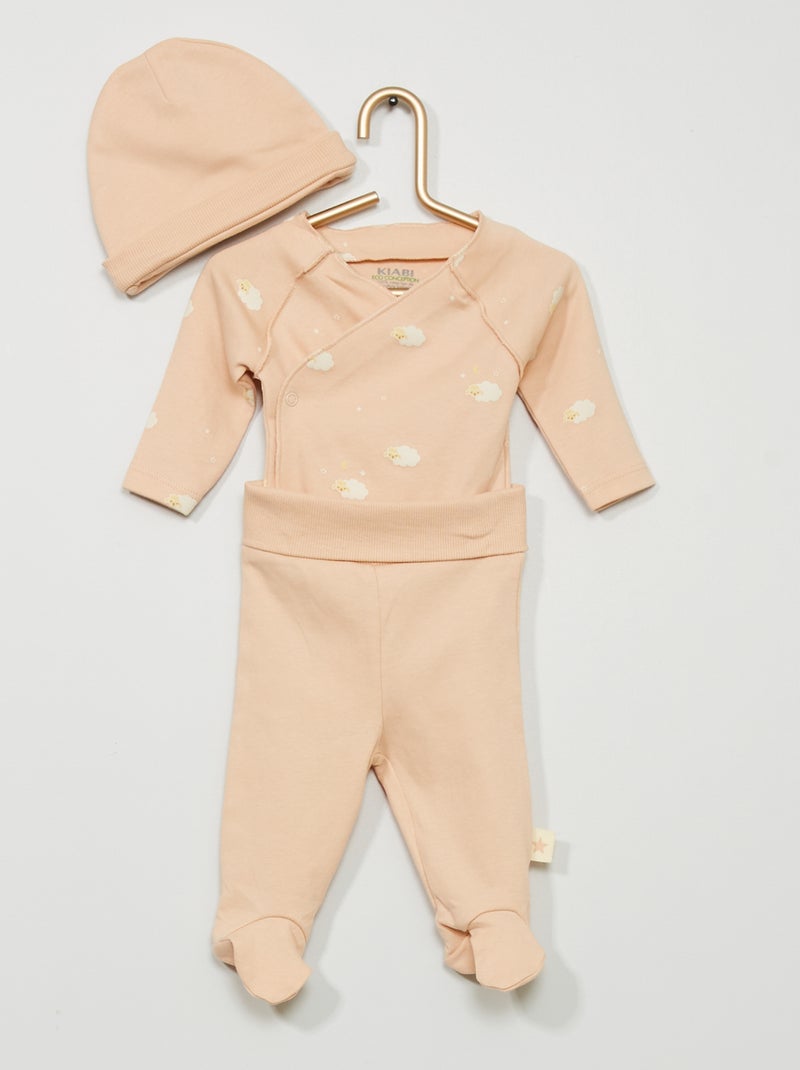 Body + pantalon + bonnet - 3 pièces Rose - Kiabi