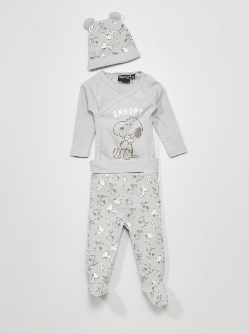 Body + pantalon + bonnet 'Snoopy'- 3 pièces BLEU - Kiabi
