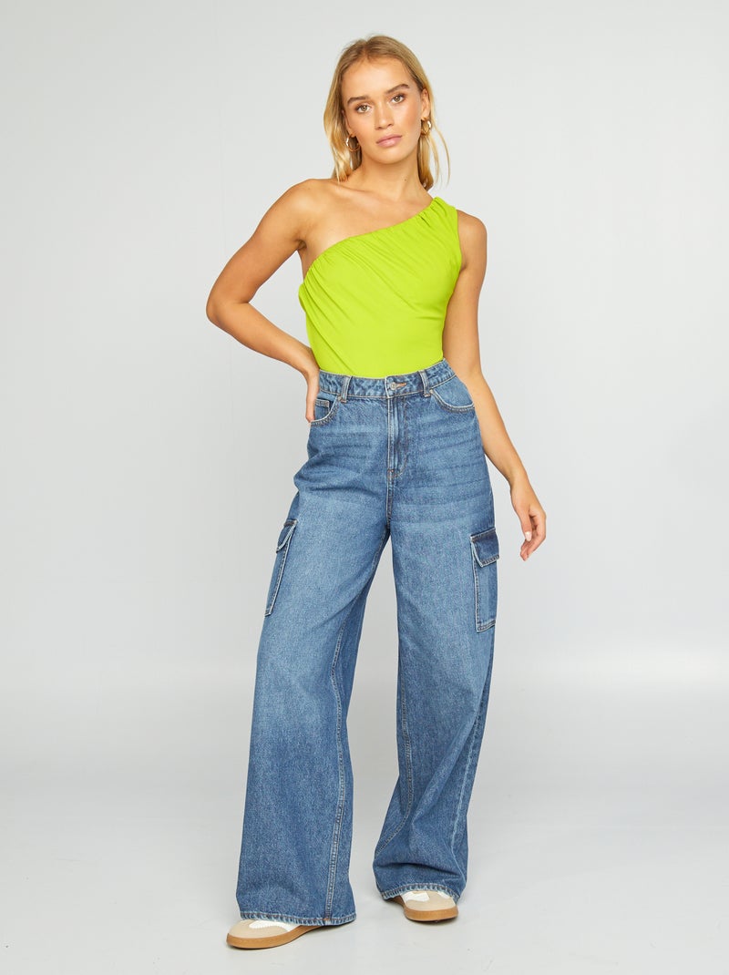 Body plissé asymétrique Vert - Kiabi