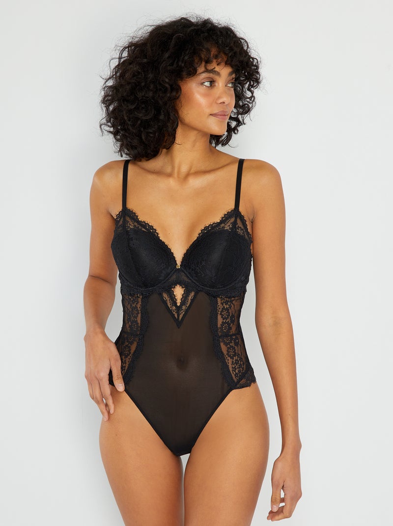 Body plongeant dentelle noir - Kiabi