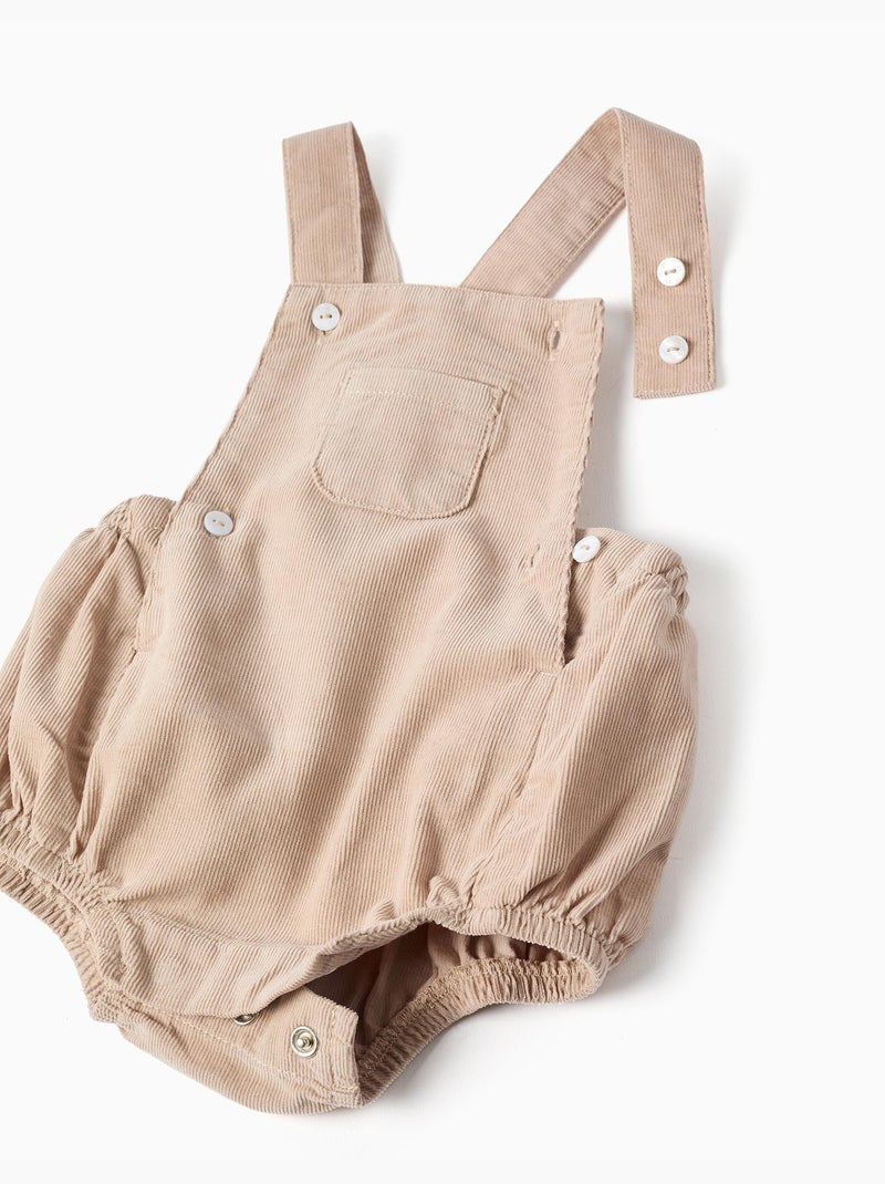 Body polo à manches longues + barboteuse en velours Beige clair - Kiabi