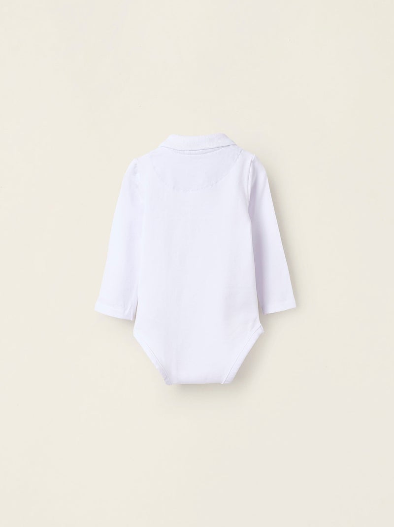 Body-polo à Manches Longues Blanc - Kiabi