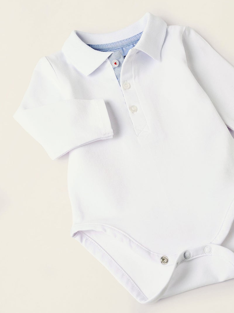 Body-polo à Manches Longues Blanc - Kiabi