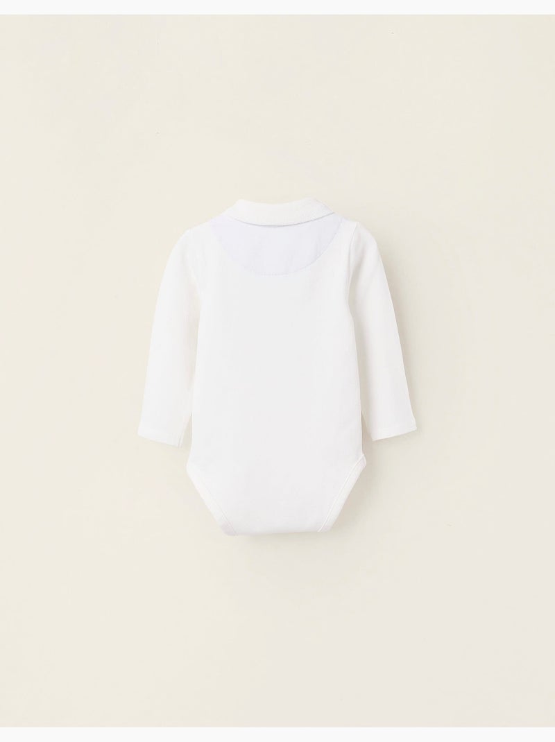 Body-Polo à Manches Longues Blanc - Kiabi