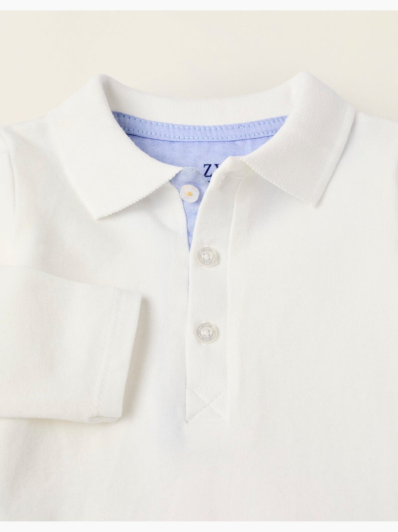 Body-Polo à Manches Longues Blanc - Kiabi