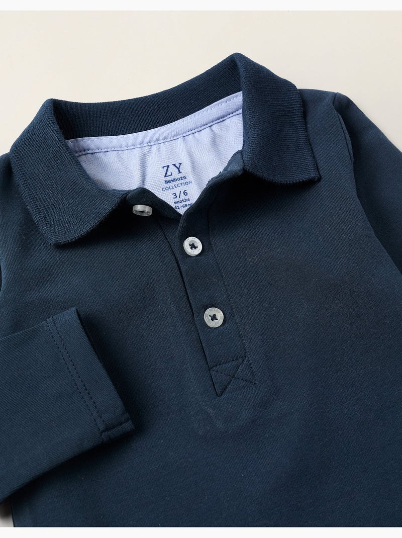 Body-Polo à Manches Longues Bleu foncé - Kiabi