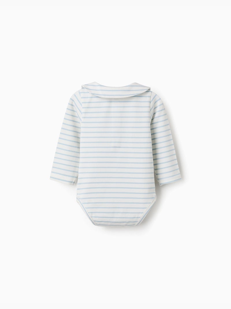 Body polo à manches longues et rayures Beige clair - Kiabi