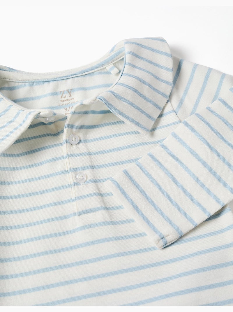 Body polo à manches longues et rayures Beige clair - Kiabi