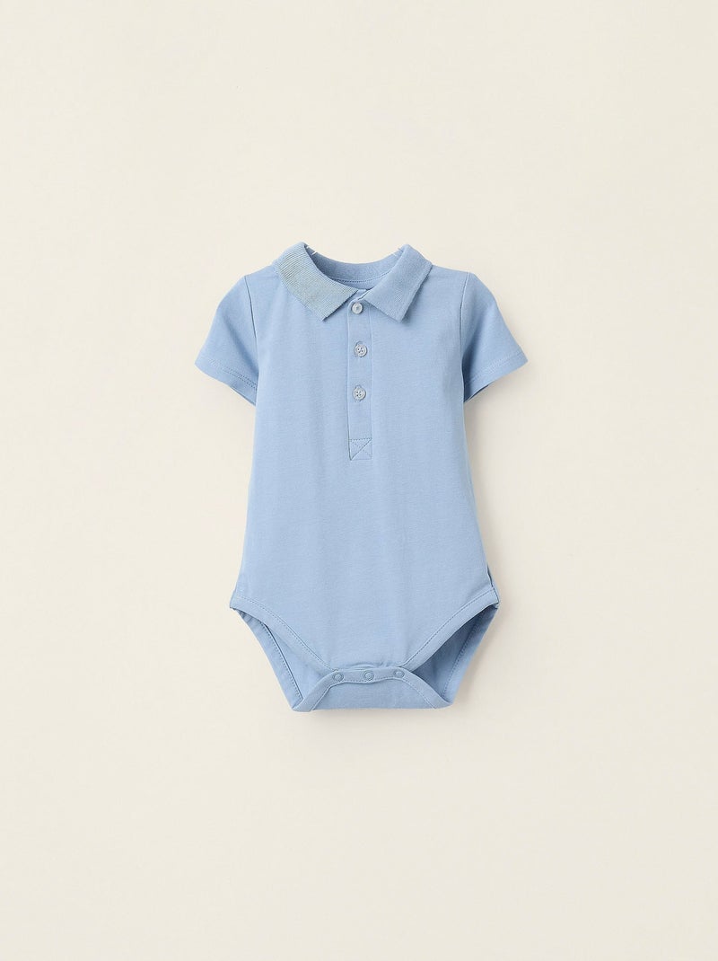 Body-Polo avec Col Côtelé Bleu clair - Kiabi