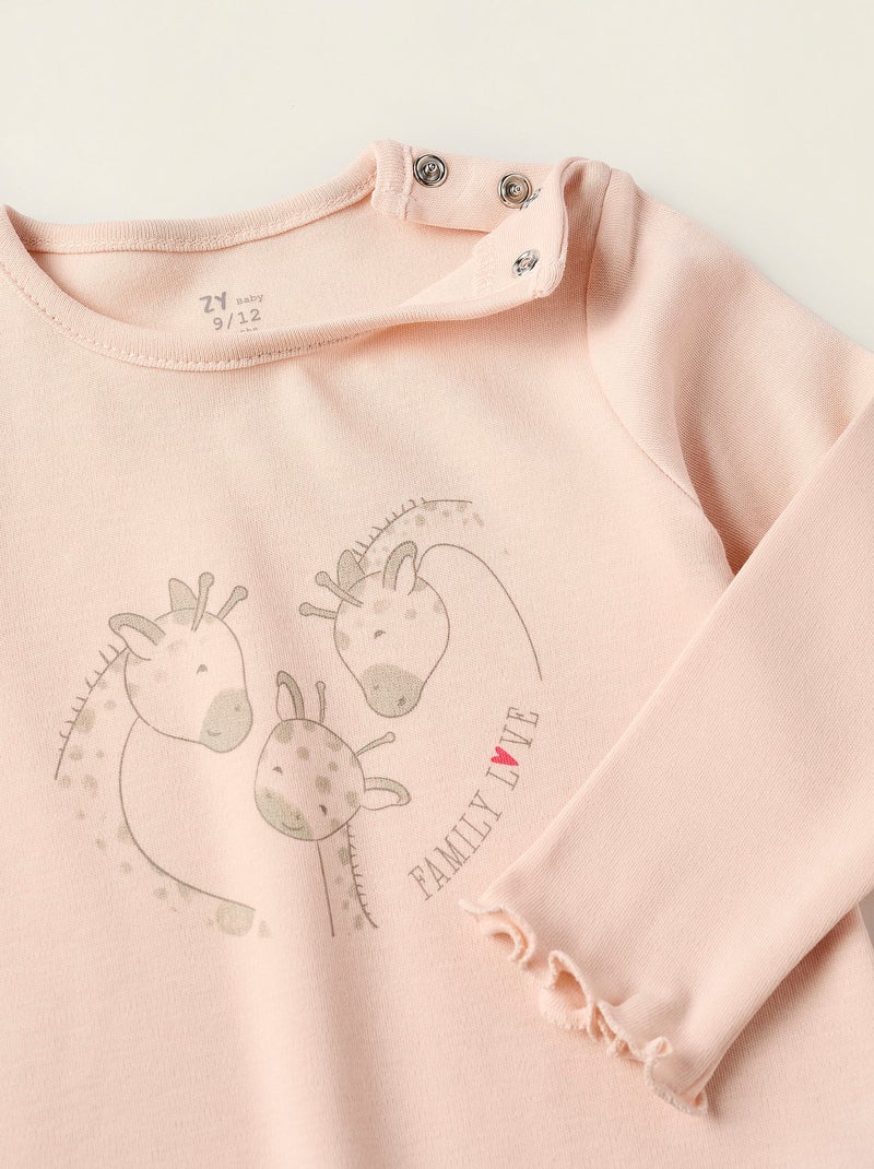 Body-Polo Col Rayé Rose clair - Kiabi