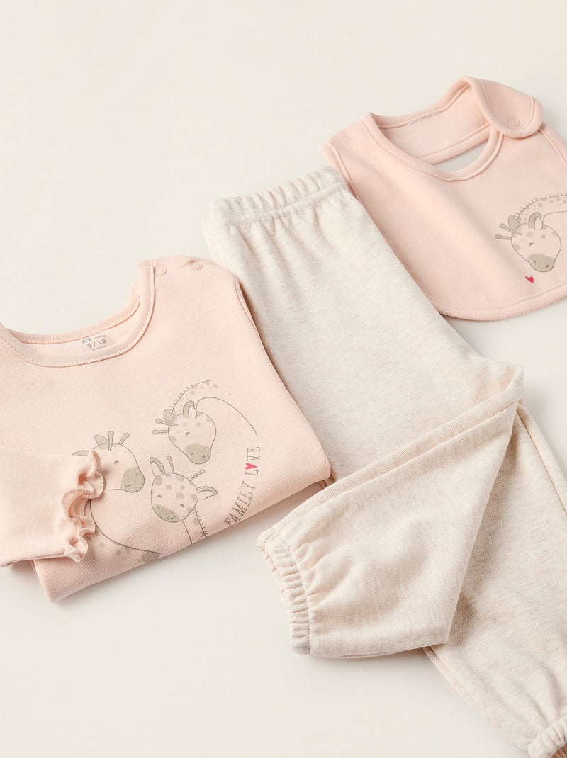 Body-Polo Col Rayé Rose clair - Kiabi