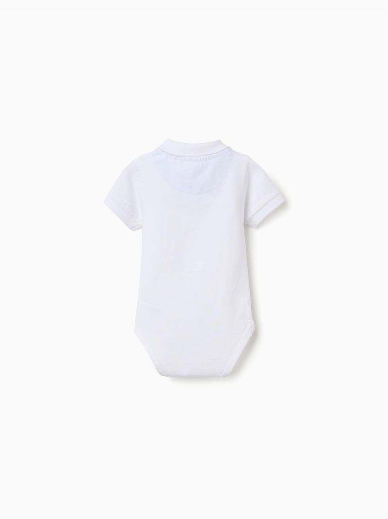 Body polo en coton à manches courtes Blanc - Kiabi