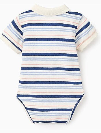 Body-polo en coton à rayures