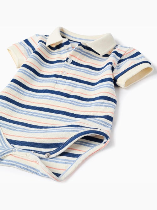 Body-polo en coton à rayures - Kiabi