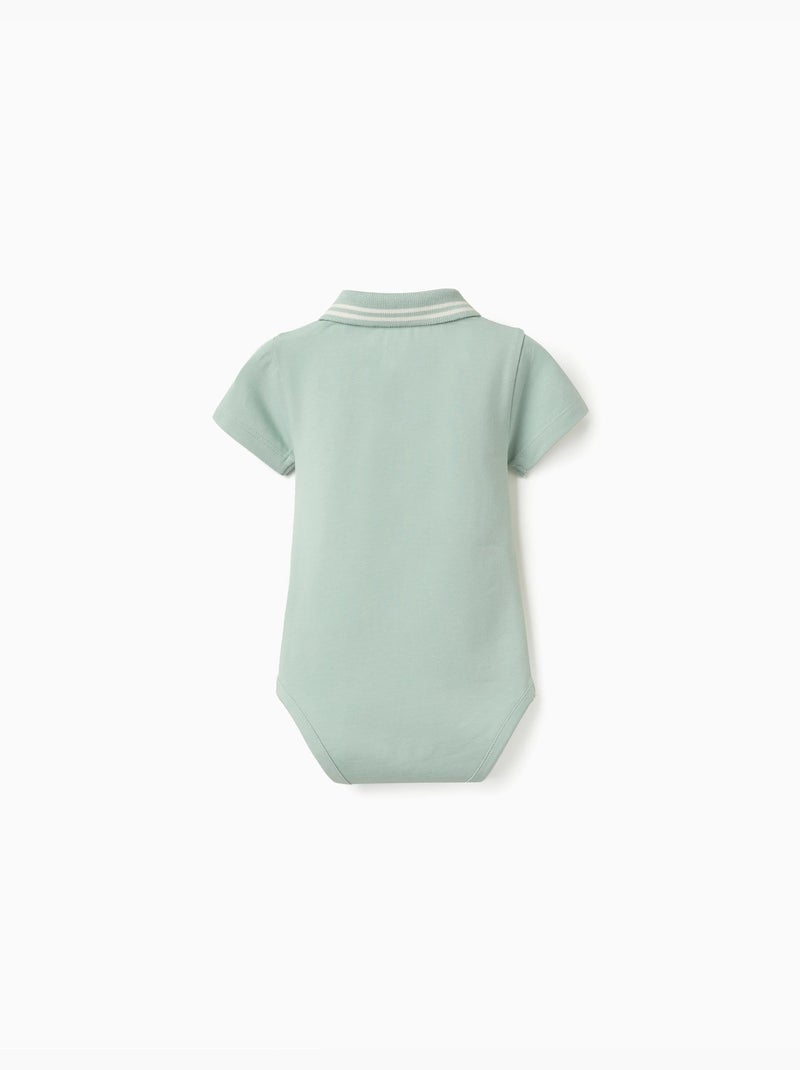 Body polo en coton à rayures Vert clair - Kiabi