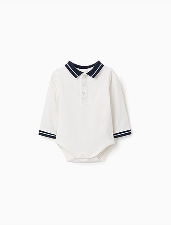 Body polo en coton avec col contrastant