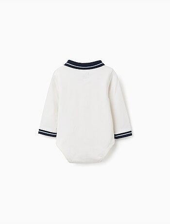 Body polo en coton avec col contrastant