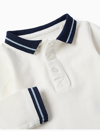 Body polo en coton avec col contrastant