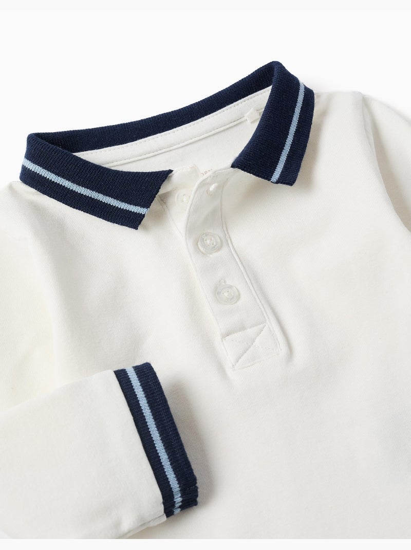 Body polo en coton avec col contrastant Blanc - Kiabi