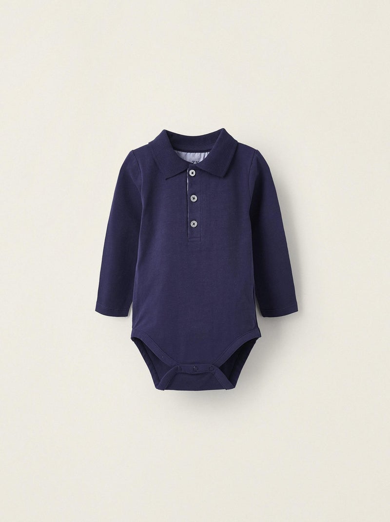 Body-Polo en Coton pour Nouveau-né manches longues  BALMORAL'S AFTERNOONS Bleu foncé - Kiabi