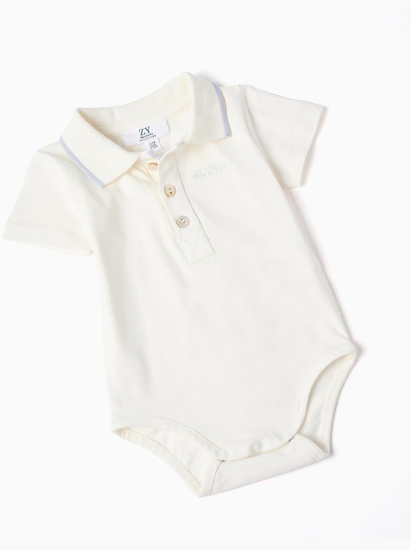 Body polo + short à rayures B&S Blanc - Kiabi