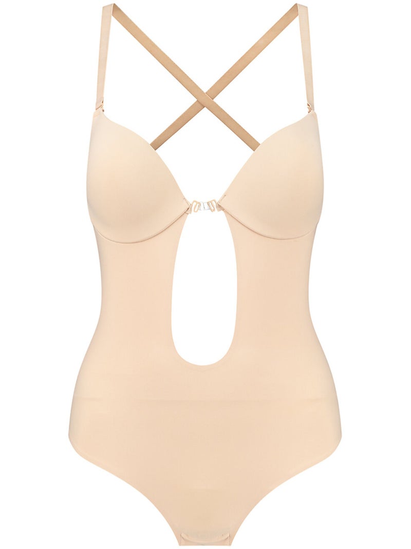 Body push-up décolleté plongeant à dos bas Shapewear Beige - Kiabi